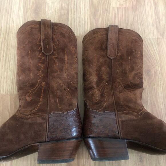 BACK AT THE RANCH El Rancho 12” Suede Leather/Ostrich Cowboy Boots - Picture 11 of 15